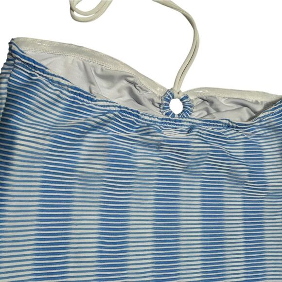 Shoshanna Swimwear Blue and White Striped Halter Strapless Tankini Top Swim Top - Picture 11 of 14